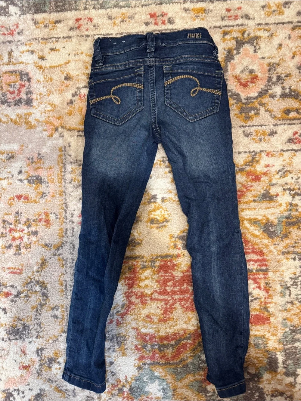 Justice Dark Indigo Skinny Jeans with Subtle Distressing